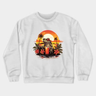 Coqui Frog with Drink - Island Hopping Crewneck Sweatshirt